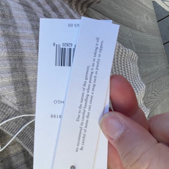 Vince Stripe Rib Cashmere Sweater  GREY/OFF WHITE - Picture 3 of 9